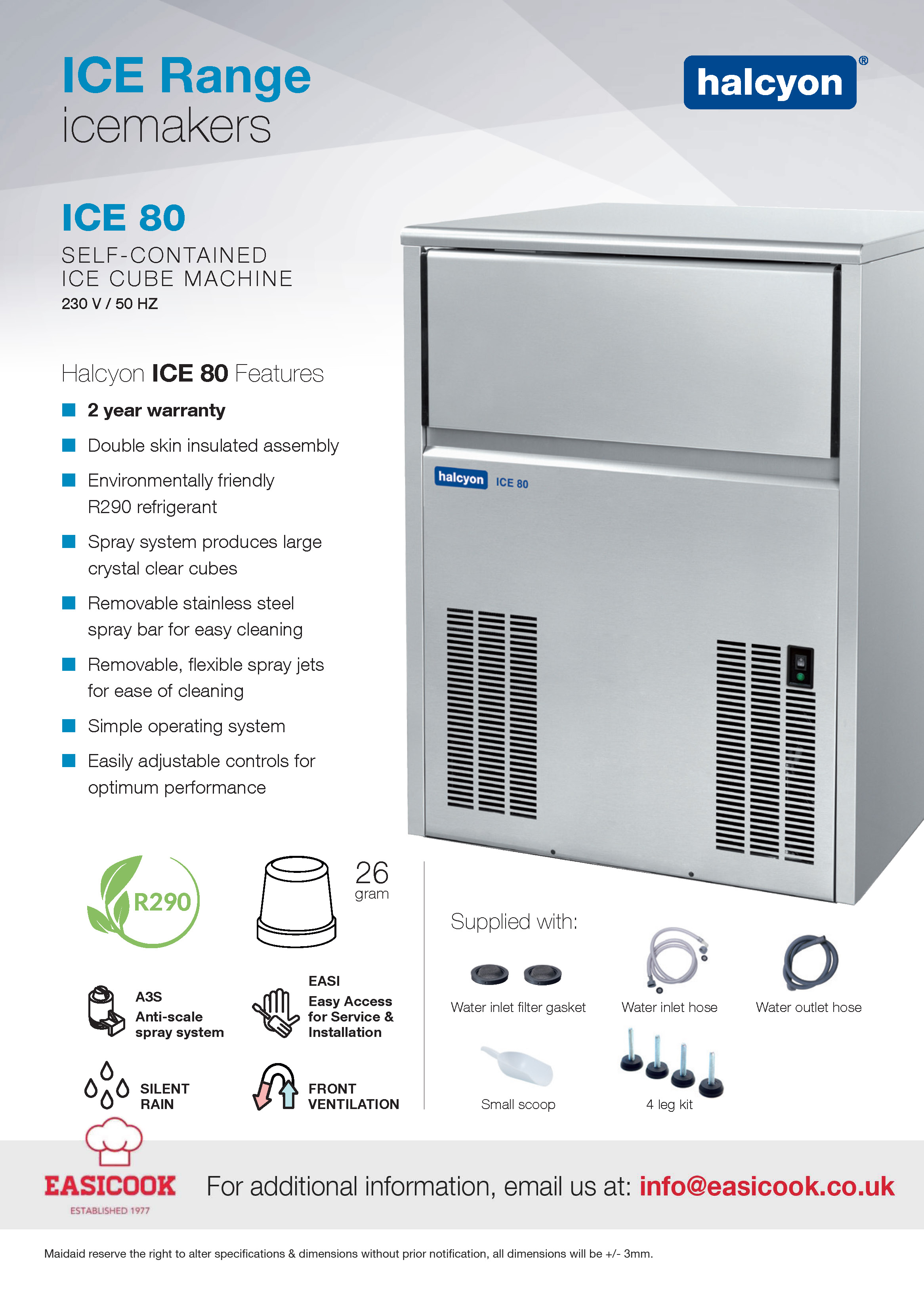 Maidaid Halcyon ICE 80 specification brochure 